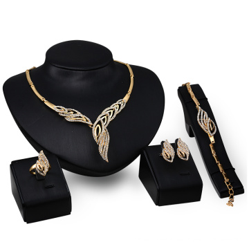 Gold Pave Kristall Hochzeit Versprechen Schmuck-Set (C-XSST0031)